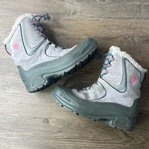 Columbia Girls 100 Grams Waterproof Winter Snow Boots, Grey Pink, size 6